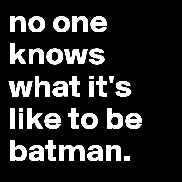 no one knows what it's like to be batman.