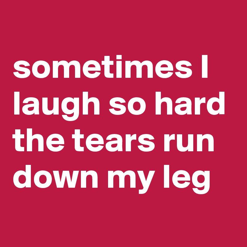 
sometimes I laugh so hard the tears run down my leg 