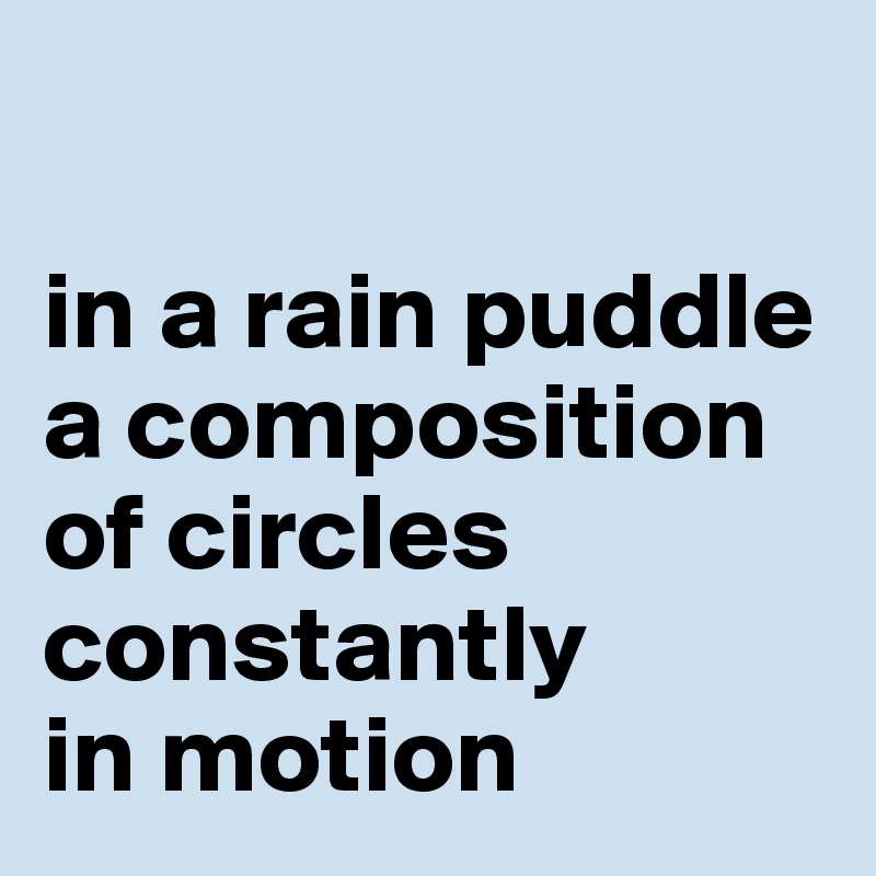

in a rain puddle 
a composition 
of circles 
constantly 
in motion