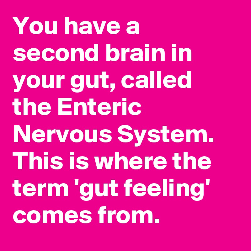 You have a second brain in your gut, called the Enteric Nervous System. This is where the term 'gut feeling' comes from.