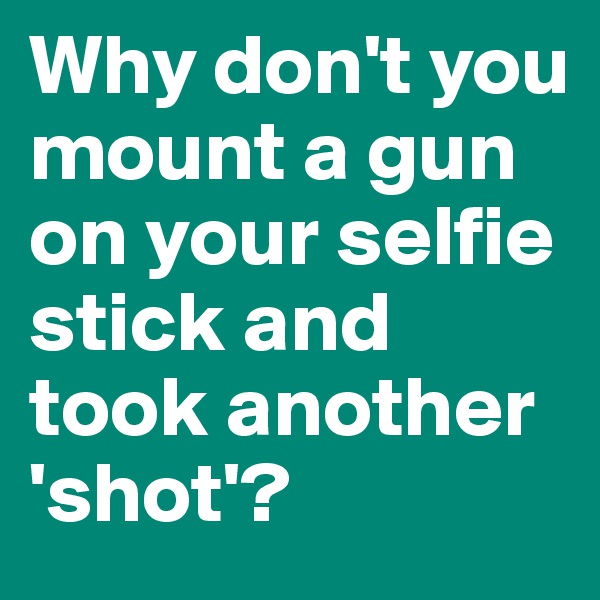 Why don't you mount a gun on your selfie stick and took another 'shot'?