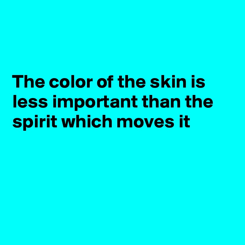 


The color of the skin is less important than the spirit which moves it 




