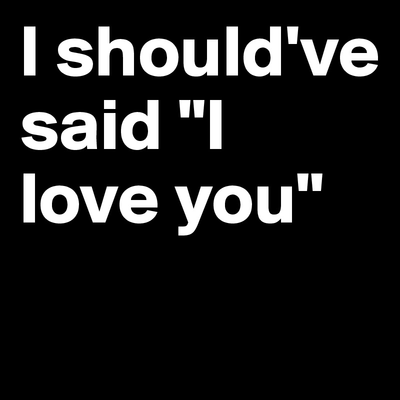 I should've said "I love you"

