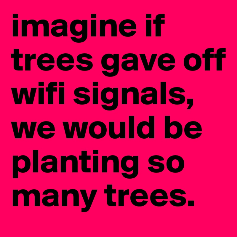 imagine if trees gave off wifi signals, we would be planting so many trees. 