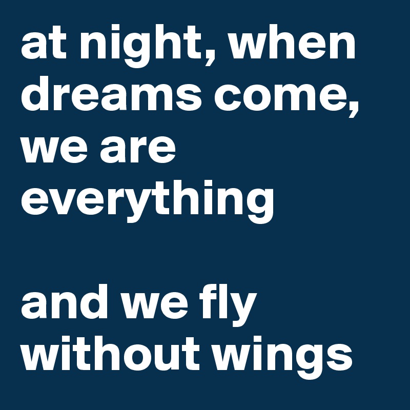 at night, when dreams come, we are everything

and we fly without wings