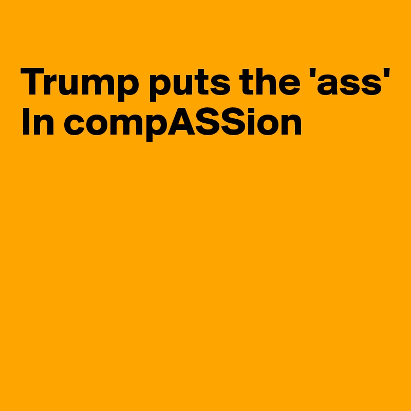 
Trump puts the 'ass'
In compASSion





