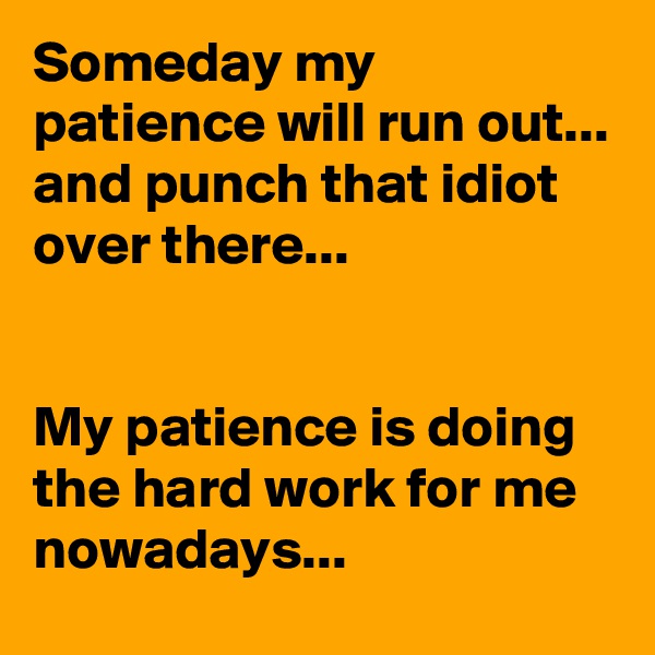 Someday my patience will run out...
and punch that idiot over there...


My patience is doing the hard work for me nowadays...
