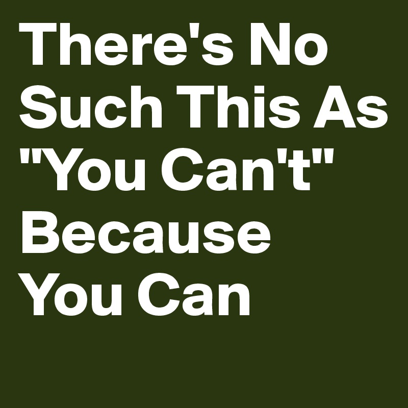 There's No Such This As "You Can't" Because You Can 