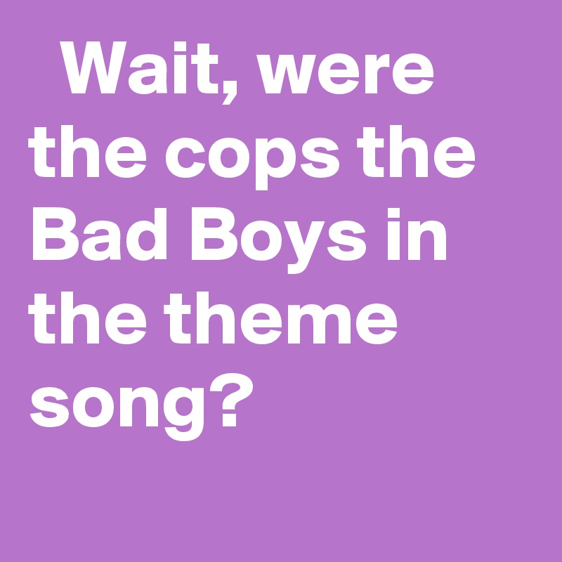   Wait, were the cops the Bad Boys in the theme song?
