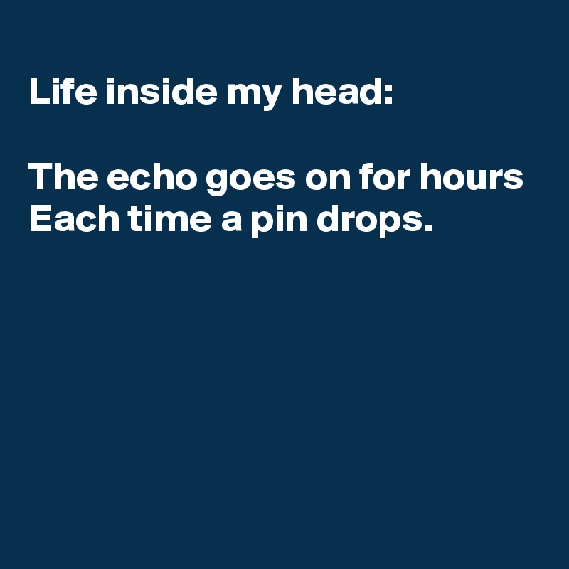 
Life inside my head:

The echo goes on for hours
Each time a pin drops.





