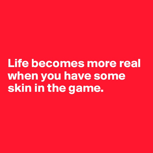



Life becomes more real when you have some skin in the game.



