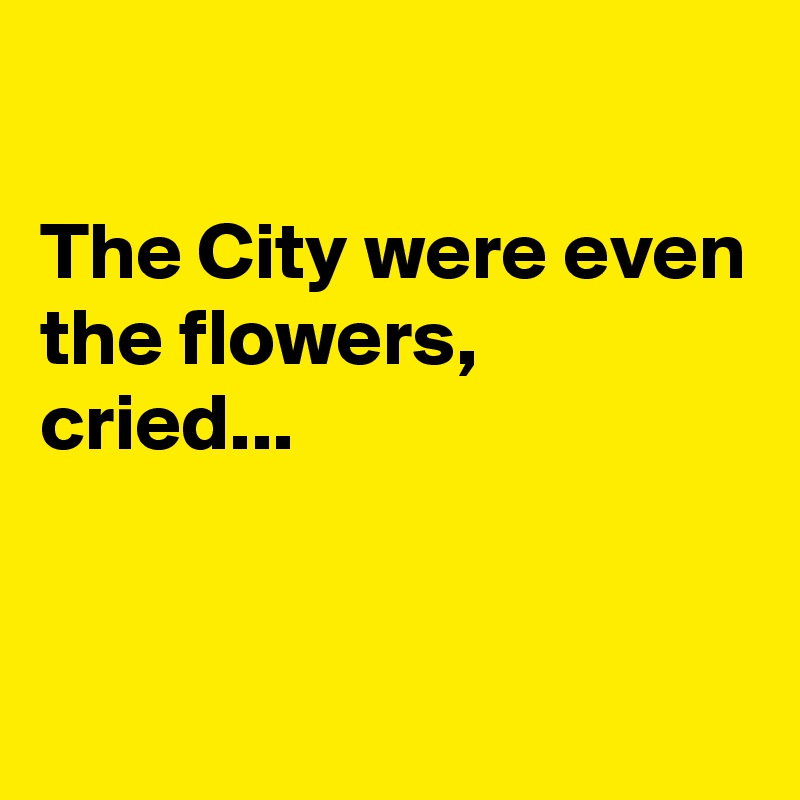 

The City were even
the flowers,
cried...


