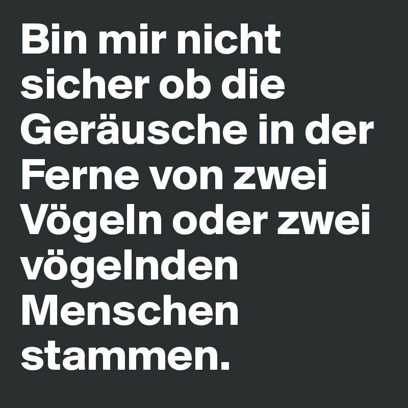 Bin mir nicht sicher ob die Geräusche in der Ferne von zwei Vögeln oder zwei vögelnden Menschen stammen.  