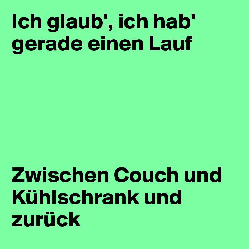Ich glaub', ich hab' gerade einen Lauf





Zwischen Couch und Kühlschrank und zurück