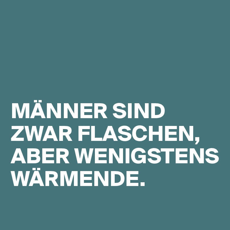 



MÄNNER SIND ZWAR FLASCHEN, ABER WENIGSTENS WÄRMENDE.