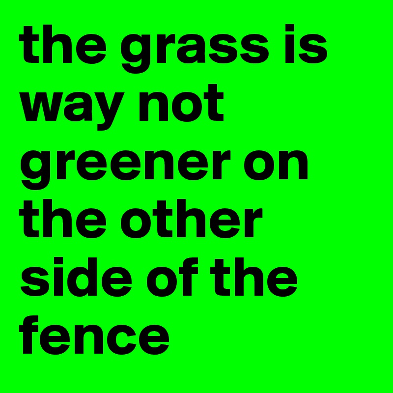 the grass is way not greener on the other side of the fence