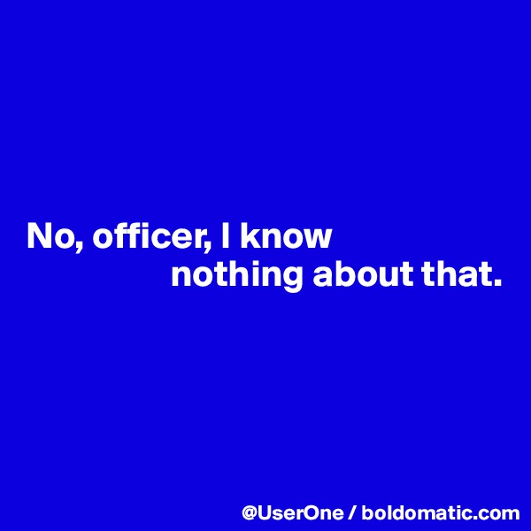 




No, officer, I know
                   nothing about that.




