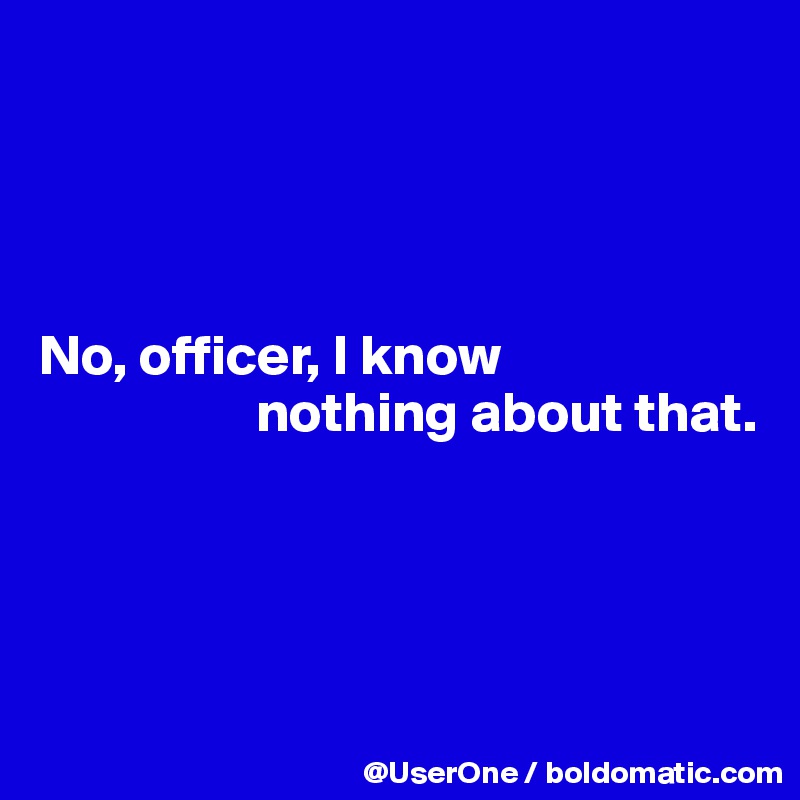 




No, officer, I know
                   nothing about that.




