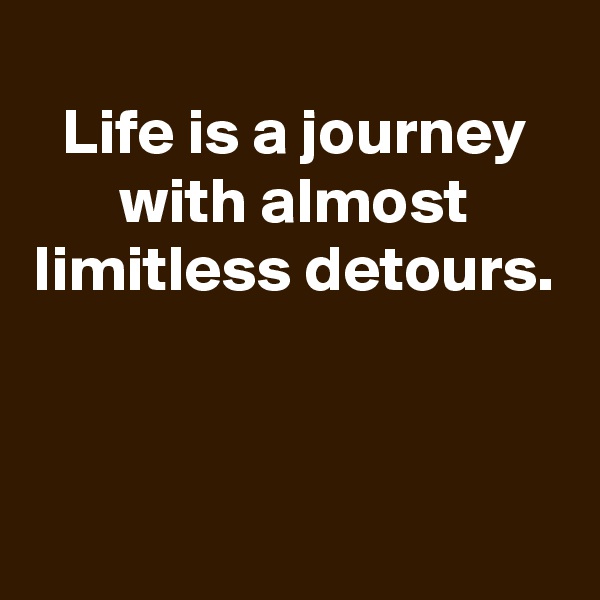 
Life is a journey with almost limitless detours.


