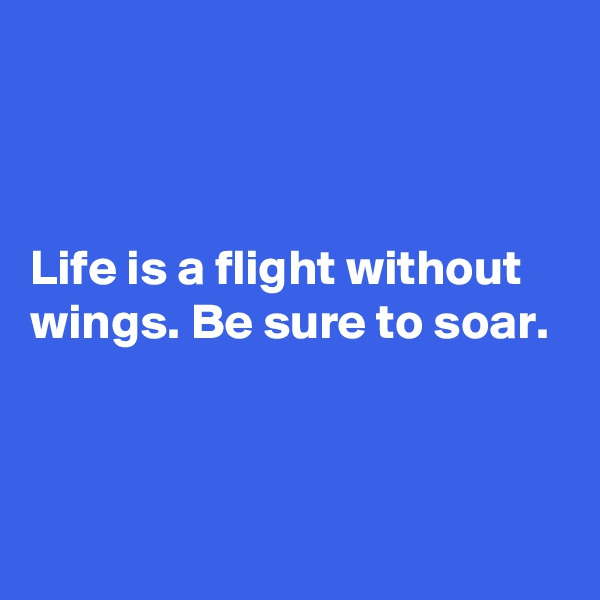 



Life is a flight without wings. Be sure to soar.



