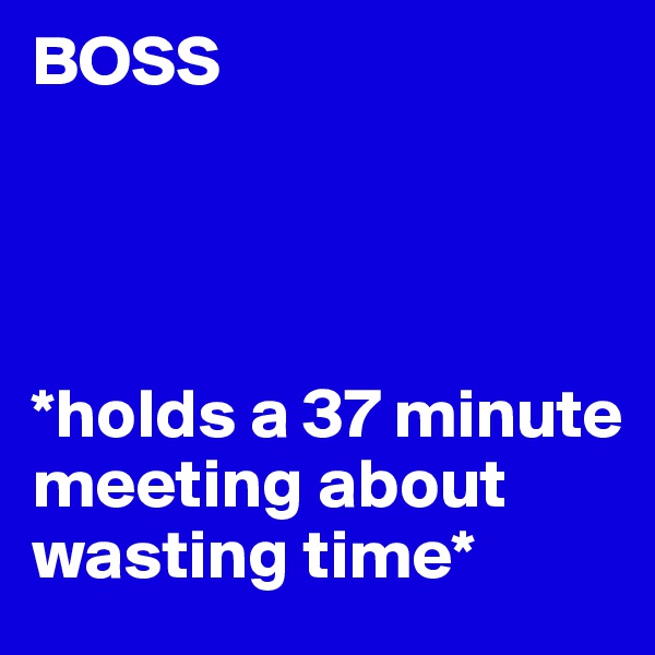 BOSS




*holds a 37 minute meeting about wasting time*