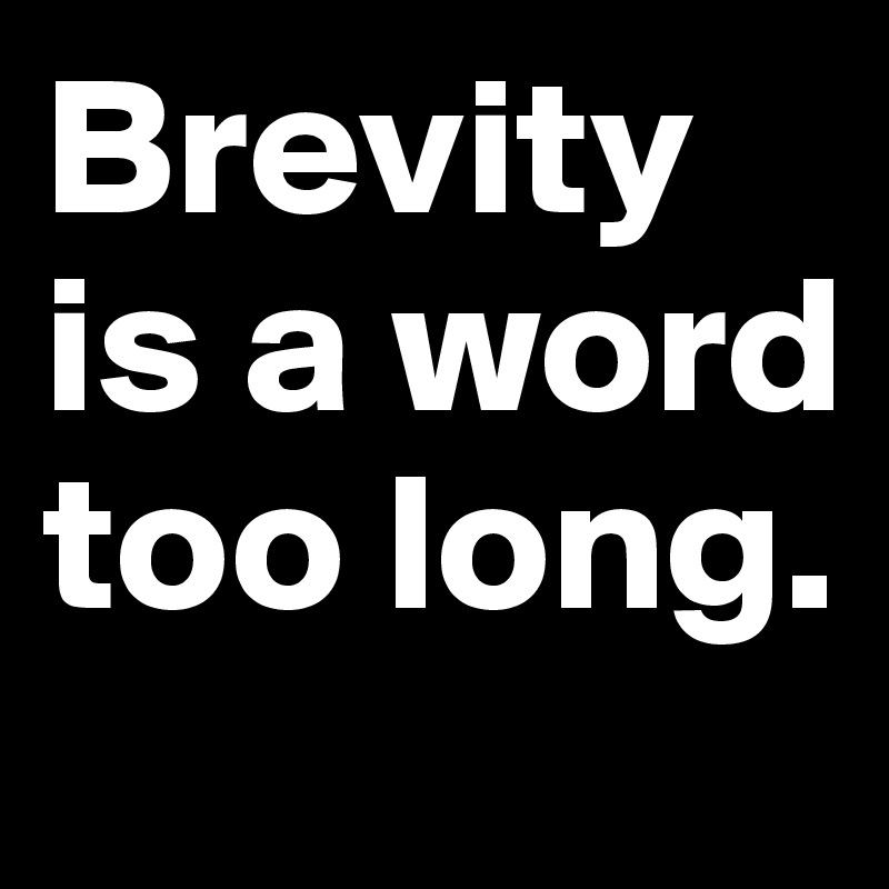 Brevity is a word too long.