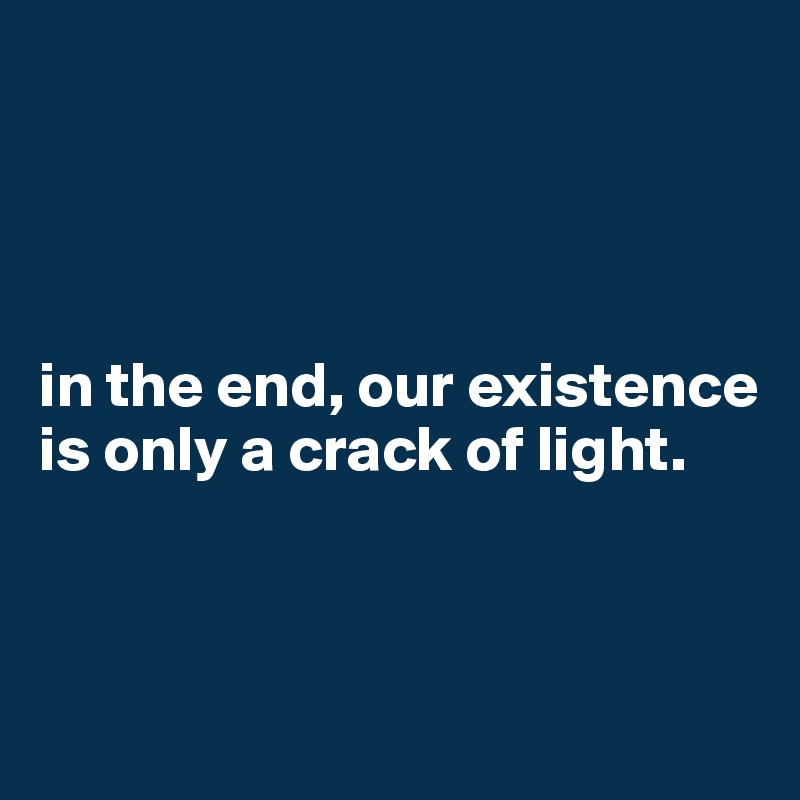 




in the end, our existence is only a crack of light.



