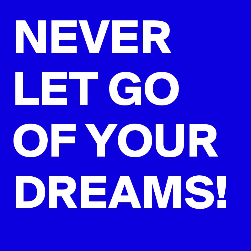 NEVER LET GO OF YOUR DREAMS! 