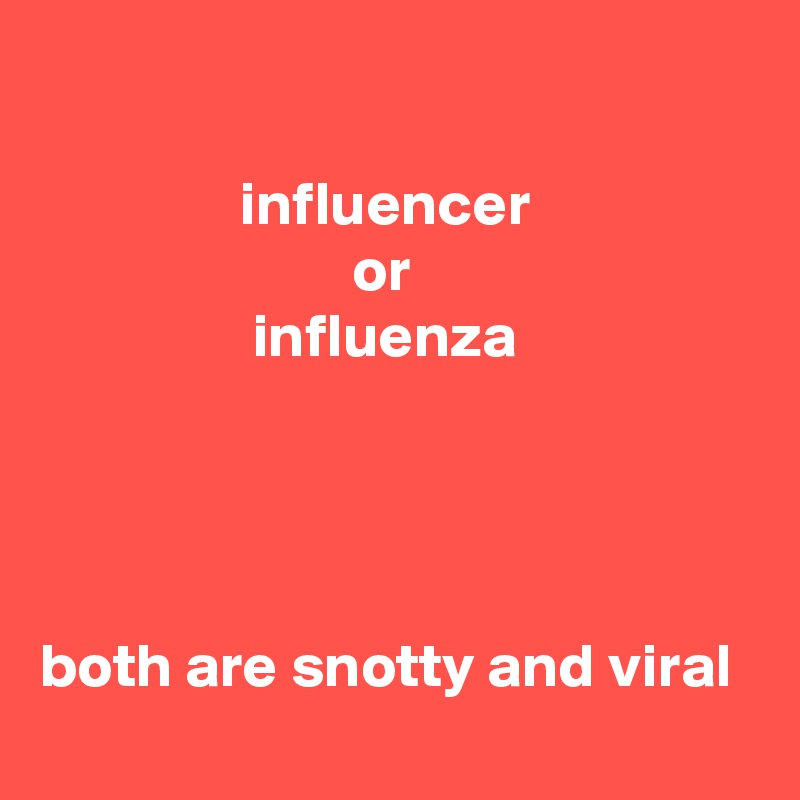 

                influencer
                         or
                 influenza




both are snotty and viral