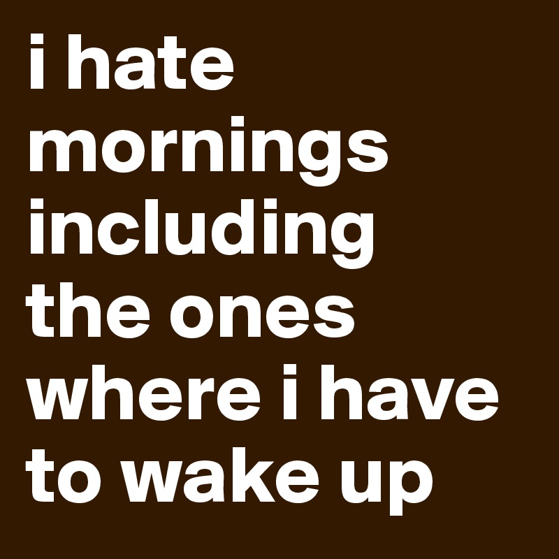 i hate mornings including  the ones where i have to wake up