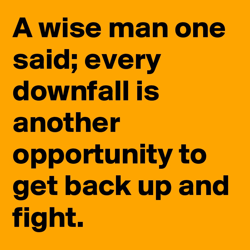A wise man one said; every downfall is another opportunity to get back up and fight. 