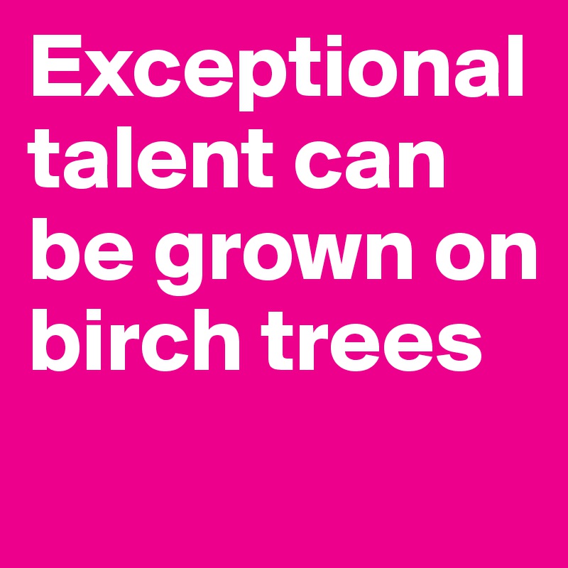 Exceptional talent can be grown on birch trees
