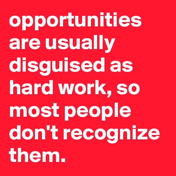 opportunities are usually disguised as hard work, so most people don't recognize them.
