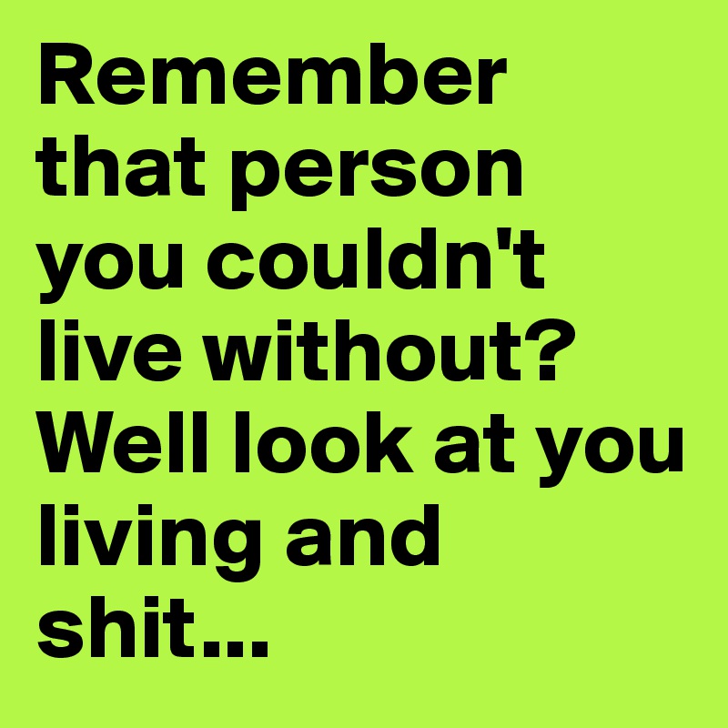 Remember that person you couldn't live without? Well look at you living and shit...