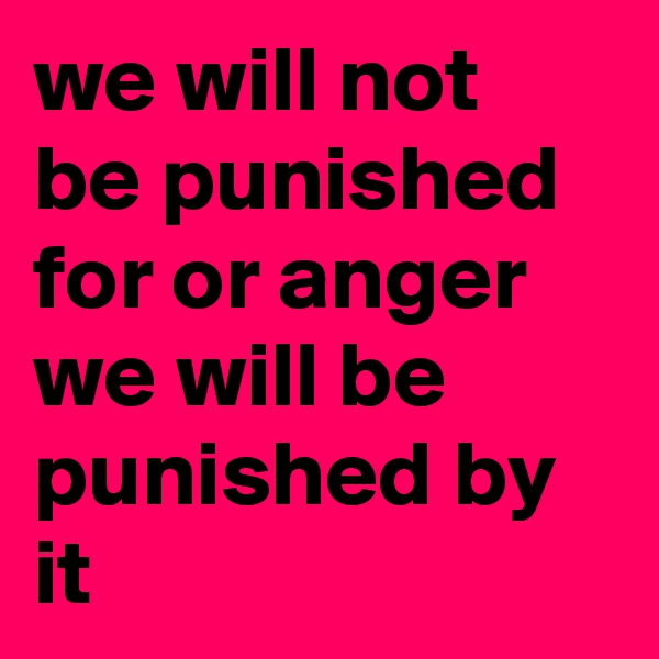 we will not be punished for or anger we will be punished by it