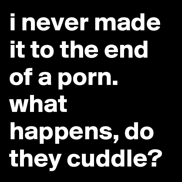 i never made it to the end of a porn. what happens, do they cuddle?