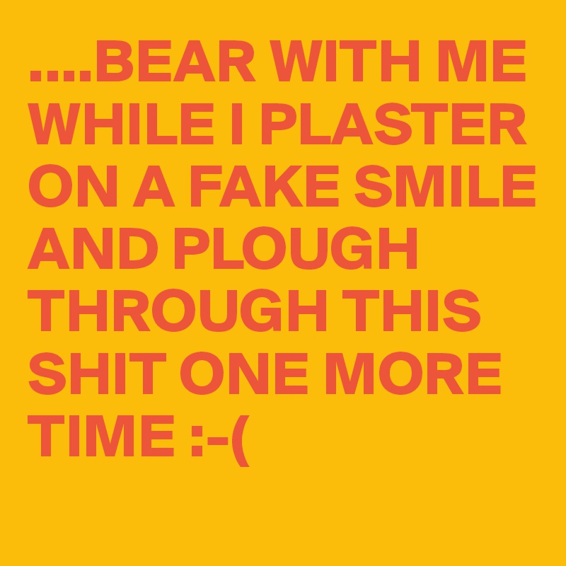 ....BEAR WITH ME WHILE I PLASTER ON A FAKE SMILE AND PLOUGH THROUGH THIS SHIT ONE MORE TIME :-(