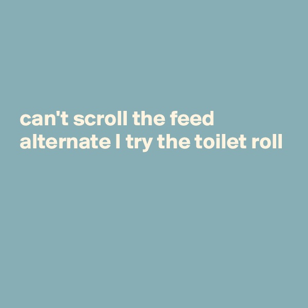 



 can't scroll the feed
 alternate I try the toilet roll





