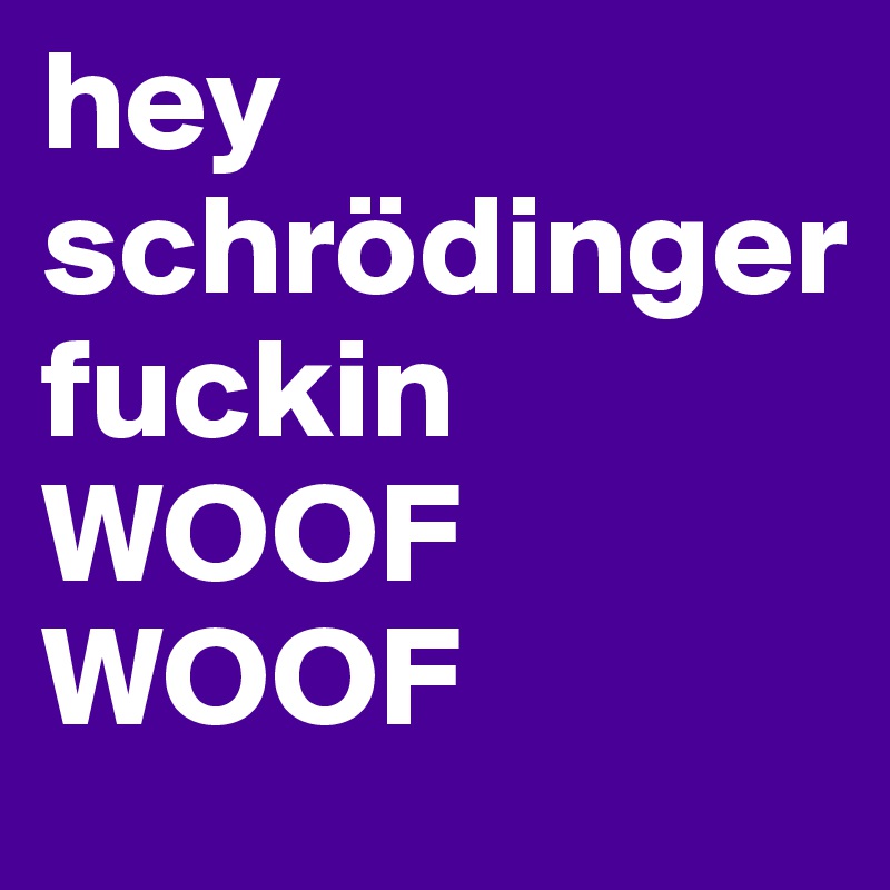 hey schrödinger 
fuckin 
WOOF 
WOOF