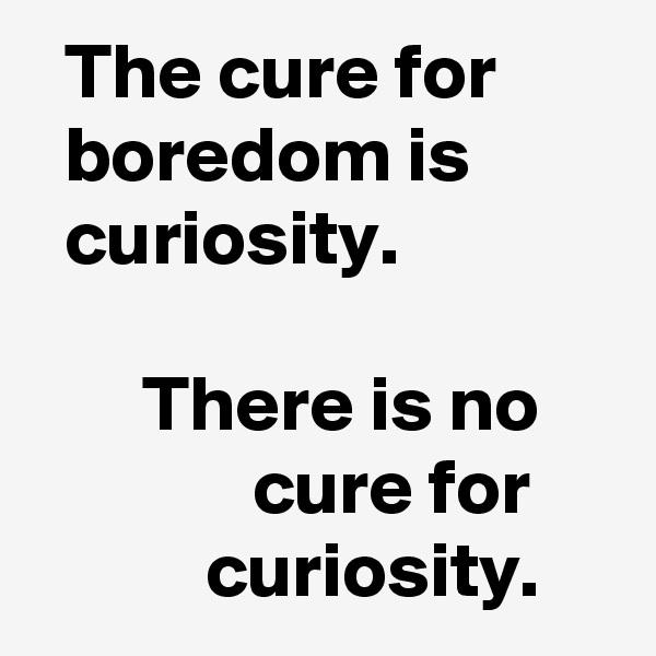   The cure for      boredom is        curiosity. 

       There is no               cure for             curiosity.