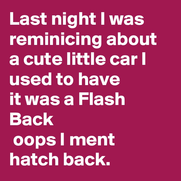 Last night I was reminicing about a cute little car I used to have 
it was a Flash Back
 oops I ment
hatch back.