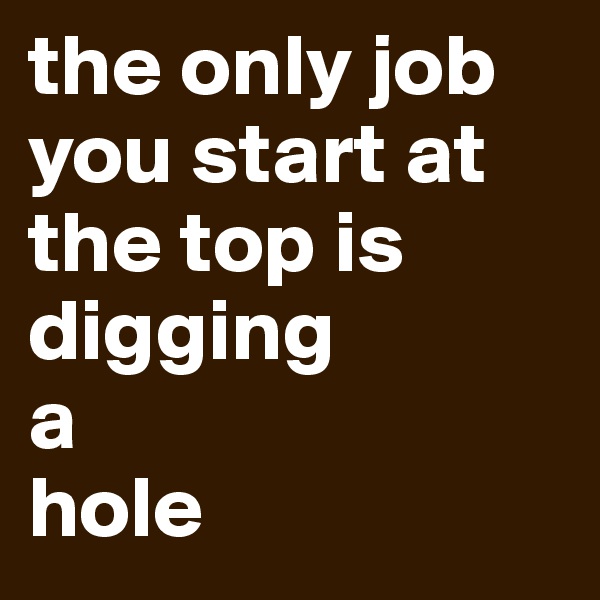 the only job you start at the top is 
digging
a
hole
