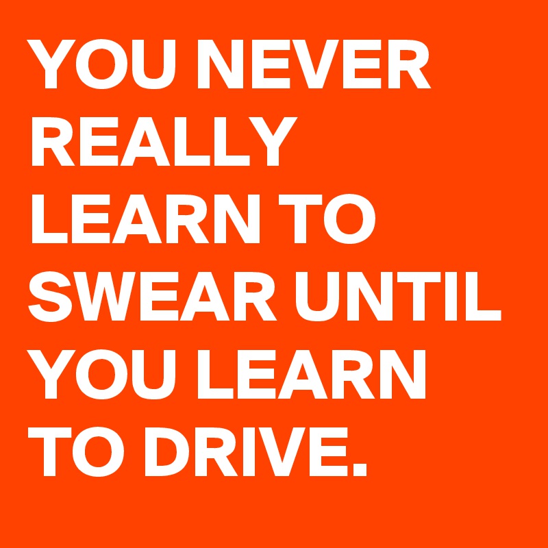 YOU NEVER REALLY LEARN TO SWEAR UNTIL YOU LEARN TO DRIVE.