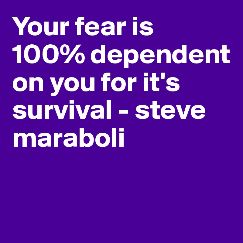 Your fear is 100% dependent on you for it's survival - steve maraboli

