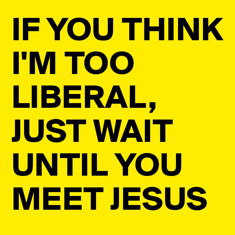 IF YOU THINK I'M TOO LIBERAL, JUST WAIT UNTIL YOU MEET JESUS