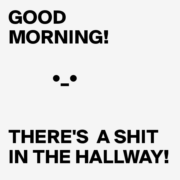 GOOD
MORNING!
 
           •_•

 
THERE'S  A SHIT IN THE HALLWAY!
