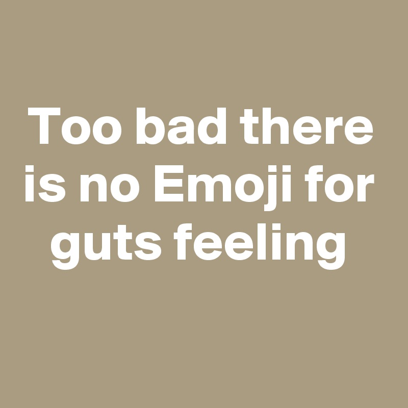 
Too bad there is no Emoji for guts feeling

