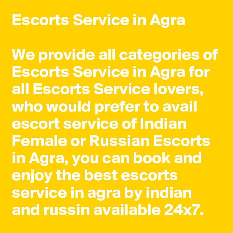 Escorts Service in Agra

We provide all categories of Escorts Service in Agra for all Escorts Service lovers, who would prefer to avail escort service of Indian Female or Russian Escorts in Agra, you can book and enjoy the best escorts service in agra by indian and russin available 24x7.