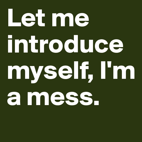 Let me introduce myself, I'm a mess. 
