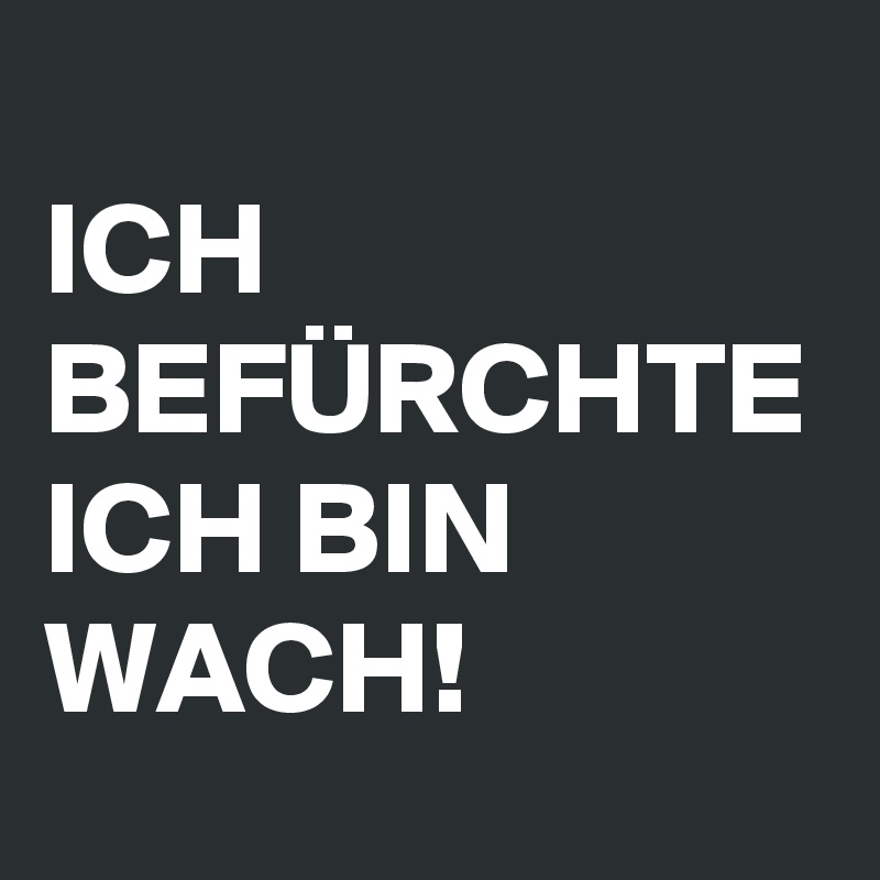 
ICH BEFÜRCHTE ICH BIN WACH!